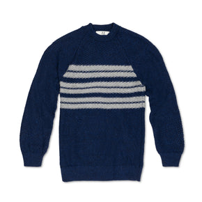 Fluff Men's Overlook Striped Raglan Baby Alpaca Crewneck