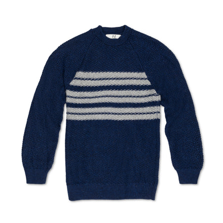 Fluff Men's Overlook Striped Raglan Baby Alpaca Crewneck