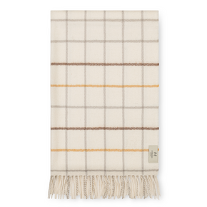 Plaid blanket with fringes on a white background