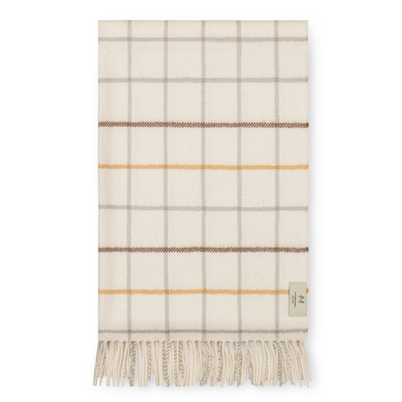 Plaid blanket with fringes on a white background