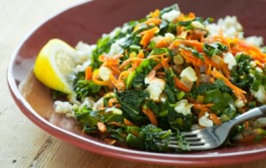Greens with brown rice